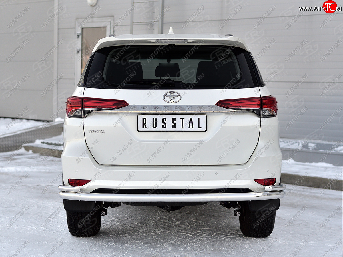 21 399 р. Защита заднего бампера (2 трубы Ø63 и 42 мм, нержавейка) SLITKOFF  Toyota Fortuner  AN160 (2020-2025) рестайлинг  с доставкой в г. Керчь