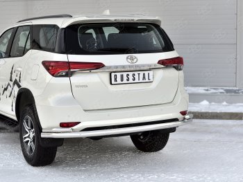 21 399 р. Защита заднего бампера (2 трубы Ø63 и 42 мм, нержавейка) SLITKOFF  Toyota Fortuner  AN160 (2020-2025) рестайлинг  с доставкой в г. Керчь. Увеличить фотографию 2