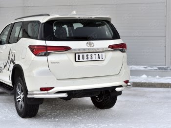19 799 р. Защита заднего бампера (Ø63 и 42 мм, нержавейка) SLITKOFF  Toyota Fortuner  AN160 (2020-2025) рестайлинг  с доставкой в г. Керчь. Увеличить фотографию 2