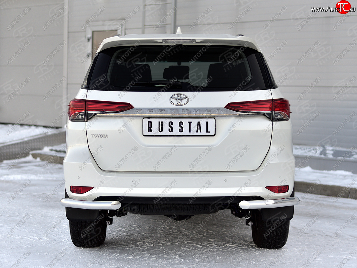 17 949 р. Защита заднего бампера (Ø63 мм уголки, нержавейка) SLITKOFF  Toyota Fortuner  AN160 (2020-2025) рестайлинг  с доставкой в г. Керчь