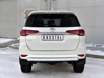 17 999 р. Защита заднего бампера SLITKOFF d76 дуга  Toyota Fortuner  AN160 (2020-2025) рестайлинг  с доставкой в г. Керчь. Увеличить фотографию 2