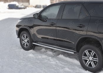 20 799 р. Защита порогов Russtal труба 120х60 овал с проступью Toyota Fortuner AN160 рестайлинг (2020-2025)  с доставкой в г. Керчь. Увеличить фотографию 3