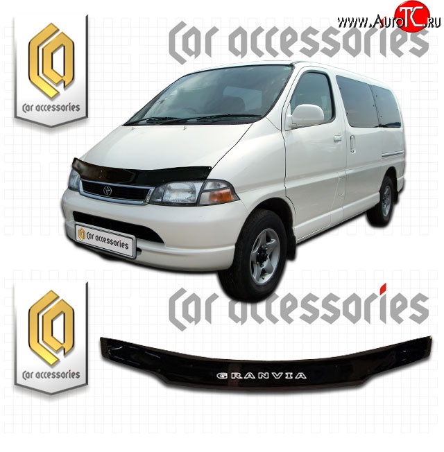 2 079 р. Дефлектор капота CA Plastic  Toyota Granvia  xH10 (1995-1999) дорестайлинг, 1-ый рестайлинг (Classic черный, Без надписи)  с доставкой в г. Керчь