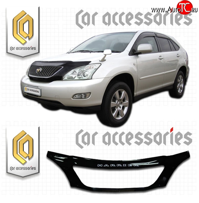 2 899 р. Дефлектор капота CA-Plastic exclusive  Toyota Harrier  XU30 (2003-2013) (Classic черный, Без надписи)  с доставкой в г. Керчь