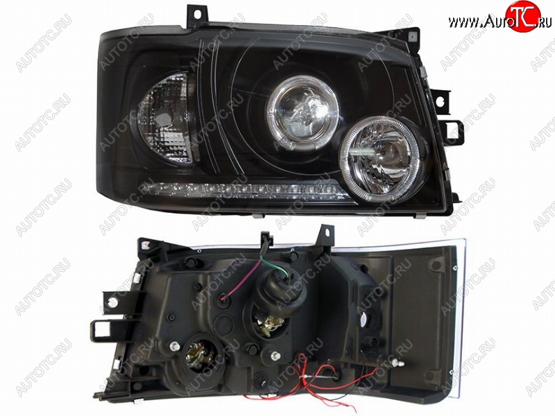 28 649 р. Правая фара передняя SAT (черная, диод, линза) Toyota Hiace H200 минивэн (Япония) дорестайлинг  (2004-2007)  с доставкой в г. Керчь