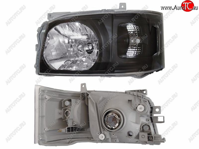 3 799 р. Левая фара SAT (чёрная)  Toyota Hiace  H200 (2004-2010) минивэн (Япония) дорестайлинг , минивэн (Япония) 1-ый рестайлинг  с доставкой в г. Керчь