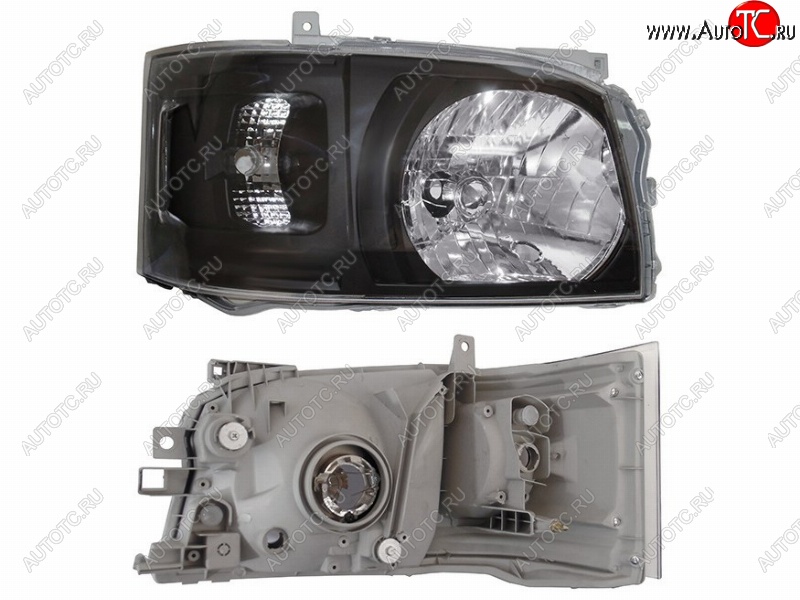 11 349 р. Правая фара SAT (чёрная) Toyota Hiace H200 минивэн (Япония) дорестайлинг  (2004-2007)  с доставкой в г. Керчь