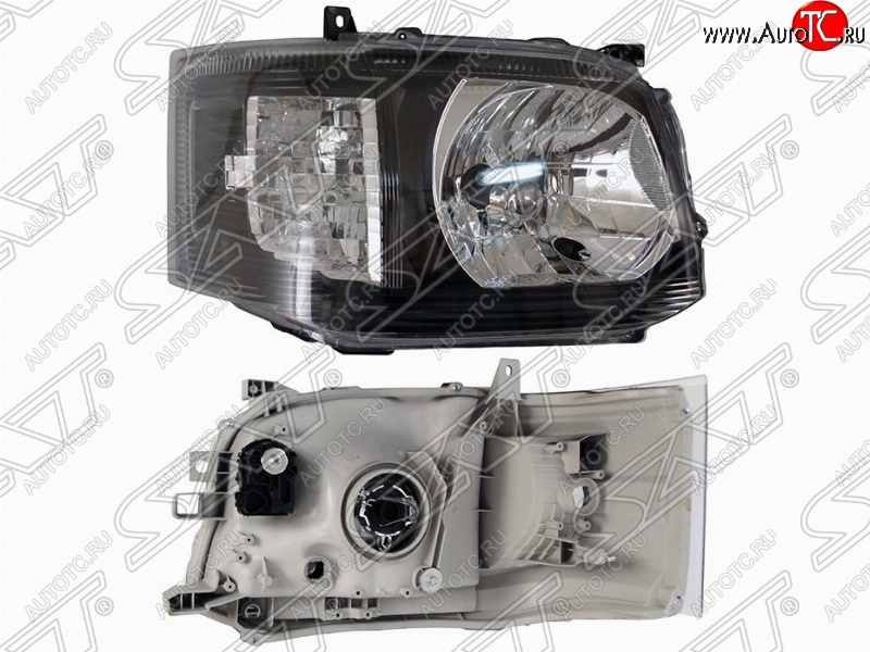 3 399 р. Правая фара передняя SAT (черная)  Toyota Hiace  H200 (2010-2013) минивэн (Япония) 2-ой рестайлинг  с доставкой в г. Керчь