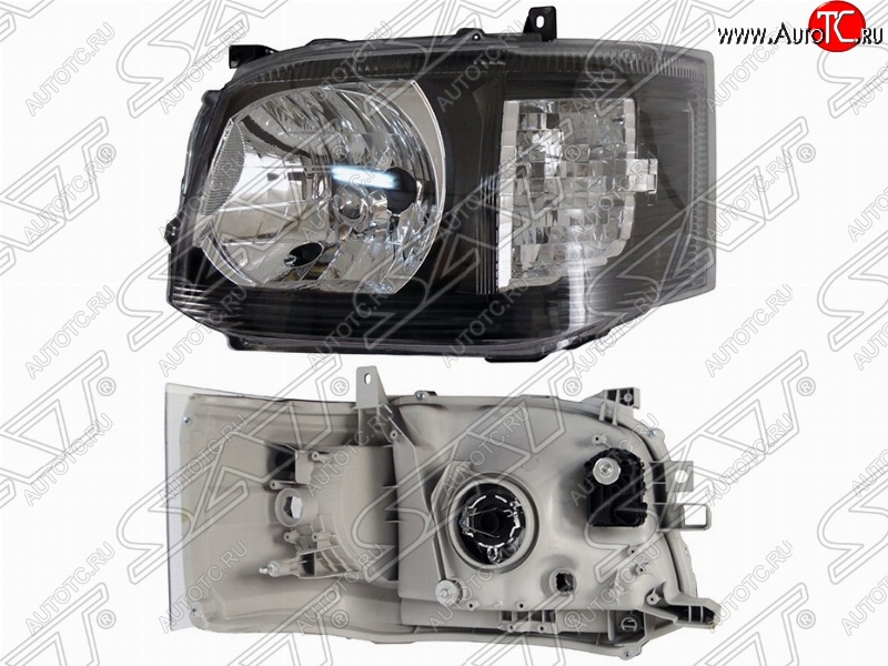 3 399 р. Левая фара передняя SAT (черная)  Toyota Hiace  H200 (2010-2013) минивэн (Япония) 2-ой рестайлинг  с доставкой в г. Керчь