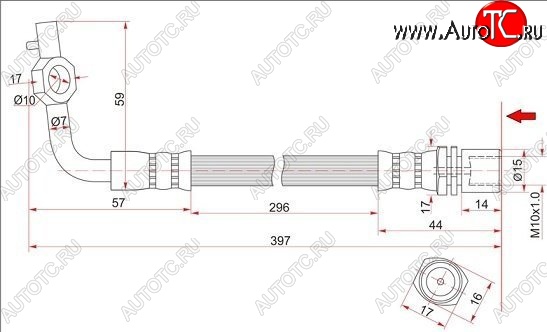 559 р. Тормозной шланг SAT (левый)  Toyota Hiace  H100 (1989-2004) минивэн дорестайлинг (Япония), минивэн 1-ый рестайлинг (Япония), минивэн (Япония)  2-ой рестайлинг  с доставкой в г. Керчь