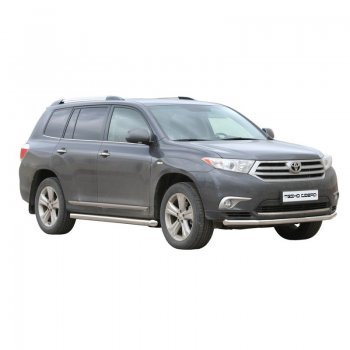 Защита переднего бампера ТехноСфера (Техно Сфера) (нержавейка, d63.5 mm) Toyota Highlander  XU40 (2010-2013) рестайлинг