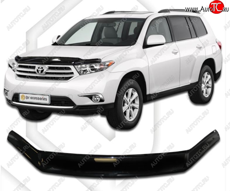 2 159 р. Дефлектор капота CA-Plastiс  Toyota Highlander  XU40 (2010-2013) рестайлинг (Classic черный, Без надписи)  с доставкой в г. Керчь