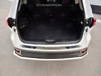 1 999 р. Накладка на задний бампер Russtal Toyota Highlander XU50 рестайлинг (2016-2020) (полированная нержавейка)  с доставкой в г. Керчь. Увеличить фотографию 2