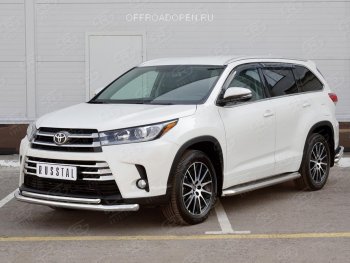 21 449 р. Защита переднего бампера (2 трубы Ø63 и 42 мм, нержавейка) SLITKOFF  Toyota Highlander  XU50 (2013-2017) дорестайлинг  с доставкой в г. Керчь. Увеличить фотографию 3