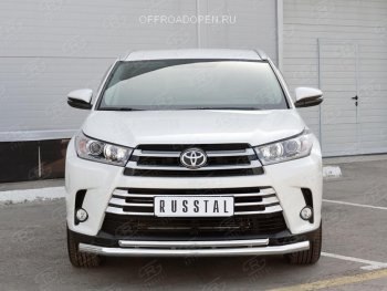 21 449 р. Защита переднего бампера (2 трубы Ø63 и 42 мм, нержавейка) SLITKOFF  Toyota Highlander  XU50 (2013-2017) дорестайлинг  с доставкой в г. Керчь. Увеличить фотографию 4