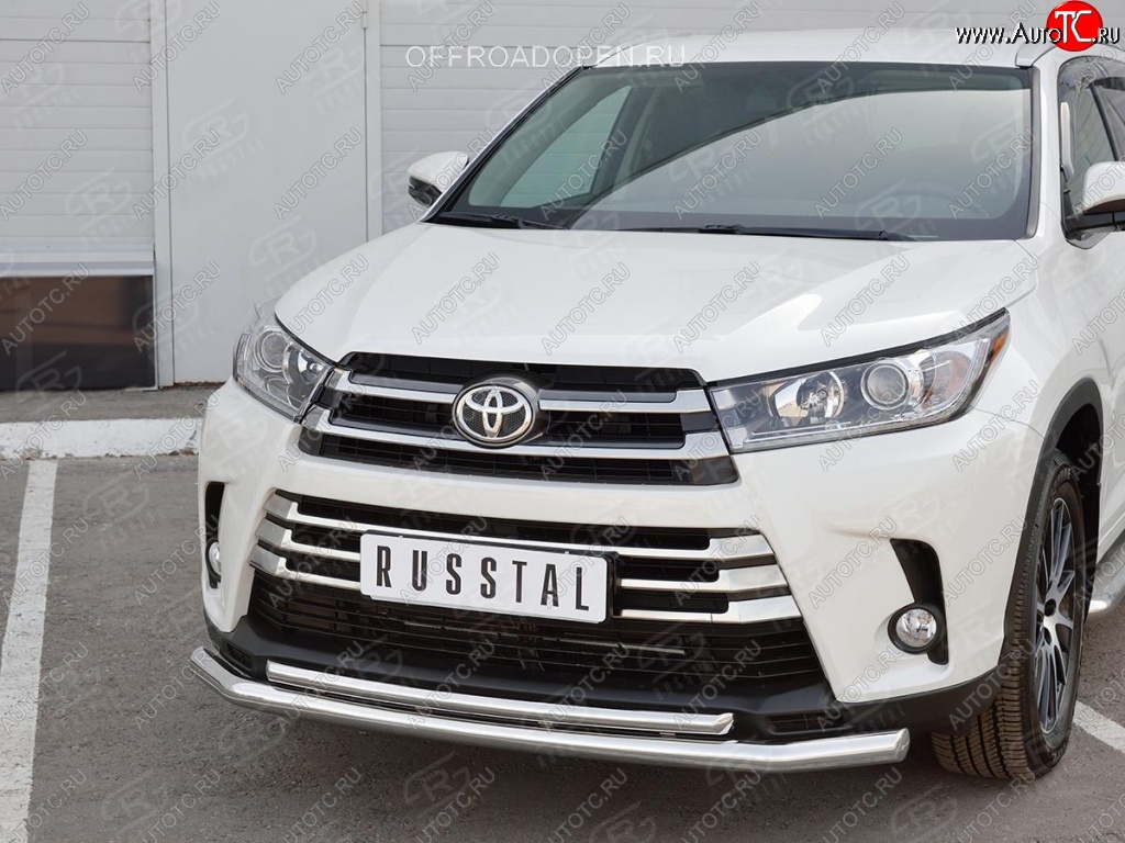 21 449 р. Защита переднего бампера (2 трубы Ø63 и 42 мм, нержавейка) SLITKOFF  Toyota Highlander  XU50 (2013-2017) дорестайлинг  с доставкой в г. Керчь