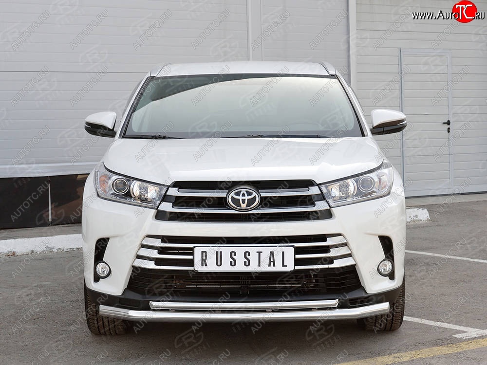 21 449 р. Защита переднего бампера (2 трубы Ø63 и 42 мм, нержавейка) SLITKOFF  Toyota Highlander  XU50 (2016-2020) рестайлинг  с доставкой в г. Керчь