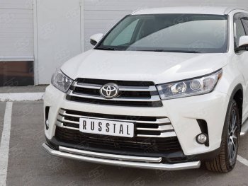 21 449 р. Защита переднего бампера (2 трубы Ø63 и 42 мм, нержавейка) SLITKOFF  Toyota Highlander  XU50 (2016-2020) рестайлинг  с доставкой в г. Керчь. Увеличить фотографию 2