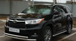 21 999 р. Защита переднего бампера (2 трубыØ63 мм, нержавейка) SLITKOFF  Toyota Highlander  XU50 (2013-2017) дорестайлинг  с доставкой в г. Керчь. Увеличить фотографию 3