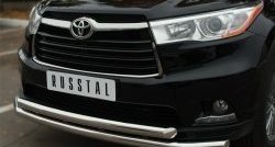 21 999 р. Защита переднего бампера (2 трубыØ63 мм, нержавейка) SLITKOFF  Toyota Highlander  XU50 (2013-2017) дорестайлинг  с доставкой в г. Керчь. Увеличить фотографию 4
