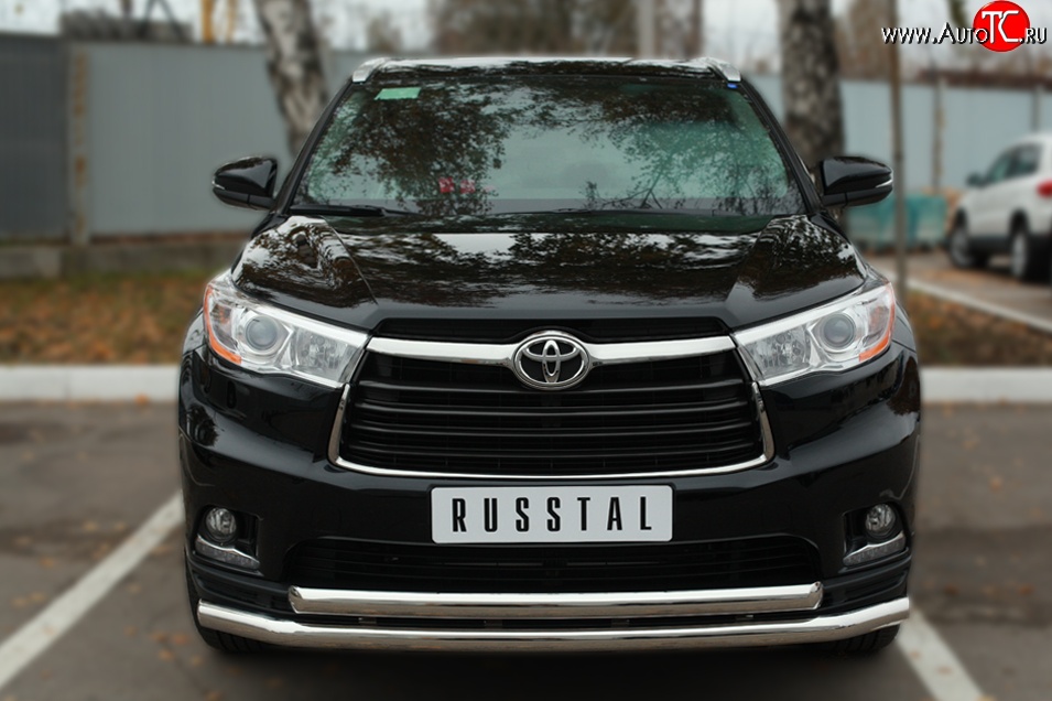 21 999 р. Защита переднего бампера (2 трубыØ63 мм, нержавейка) SLITKOFF  Toyota Highlander  XU50 (2013-2017) дорестайлинг  с доставкой в г. Керчь