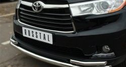 21 999 р. Защита переднего бампера (2 трубыØ63 и 42 мм, нержавейка) SLITKOFF  Toyota Highlander  XU50 (2013-2017) дорестайлинг  с доставкой в г. Керчь. Увеличить фотографию 3