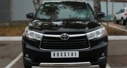 16 499 р. Защита переднего бампера (2 трубыØ75х42 мм, нержавейка) Russtal Toyota Highlander XU50 дорестайлинг (2013-2017)  с доставкой в г. Керчь. Увеличить фотографию 2