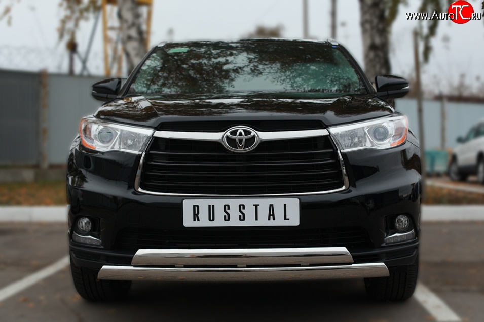 16 499 р. Защита переднего бампера (2 трубыØ75х42 мм, нержавейка) Russtal Toyota Highlander XU50 дорестайлинг (2013-2017)  с доставкой в г. Керчь