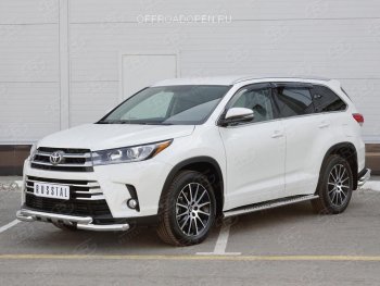 26 899 р. Защита переднего бампера (2 трубы Ø63 мм, нержавейка) SLITKOFF  Toyota Highlander  XU50 (2013-2017) дорестайлинг  с доставкой в г. Керчь. Увеличить фотографию 3