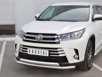 15 999 р. Защита переднего бампера (2 трубы Ø63 и 75х42 мм, нержавейка) Russtal Toyota Highlander XU50 дорестайлинг (2013-2017)  с доставкой в г. Керчь. Увеличить фотографию 2