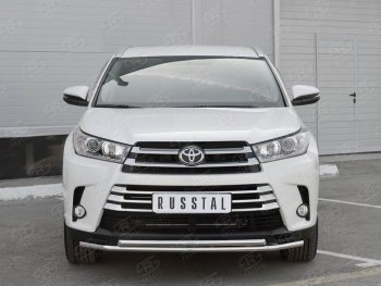 18 599 р. Защита переднего бампера (2 трубыØ42 мм, нержавейка) SLITKOFF  Toyota Highlander  XU50 (2013-2017) дорестайлинг  с доставкой в г. Керчь. Увеличить фотографию 3