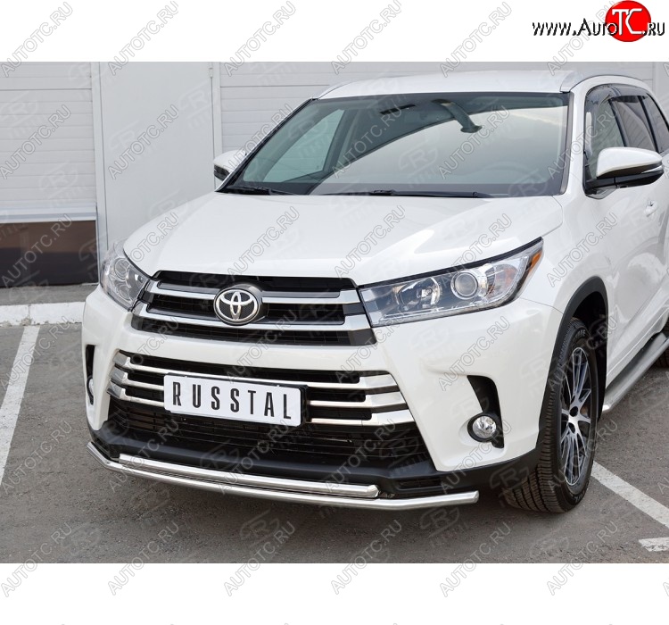 18 599 р. Защита переднего бампера (2 трубыØ42 мм, нержавейка) SLITKOFF  Toyota Highlander  XU50 (2013-2017) дорестайлинг  с доставкой в г. Керчь