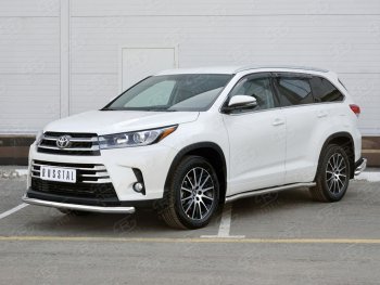 17 999 р. Одинарная защита переднего бампера диаметром 63 мм SLITKOFF  Toyota Highlander  XU50 (2013-2017) дорестайлинг  с доставкой в г. Керчь. Увеличить фотографию 2