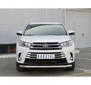 17 999 р. Одинарная защита переднего бампера диаметром 63 мм SLITKOFF  Toyota Highlander  XU50 (2013-2017) дорестайлинг  с доставкой в г. Керчь. Увеличить фотографию 3