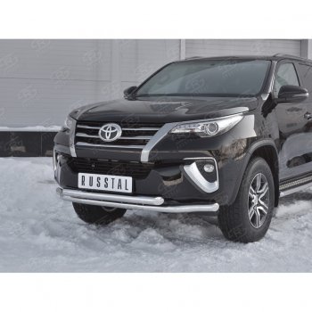 26 499 р. Защита переднего бампера (2 трубыØ63 мм, нержавейка) SLITKOFF  Toyota Highlander  XU50 (2013-2017) дорестайлинг  с доставкой в г. Керчь. Увеличить фотографию 2