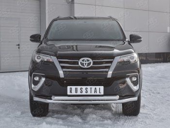 26 499 р. Защита переднего бампера (2 трубыØ63 мм, нержавейка) SLITKOFF  Toyota Highlander  XU50 (2013-2017) дорестайлинг  с доставкой в г. Керчь. Увеличить фотографию 3