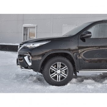 Защита переднего бампера (2 трубыØ63 мм, нержавейка) SLITKOFF Toyota Highlander  XU50 (2013-2017) дорестайлинг