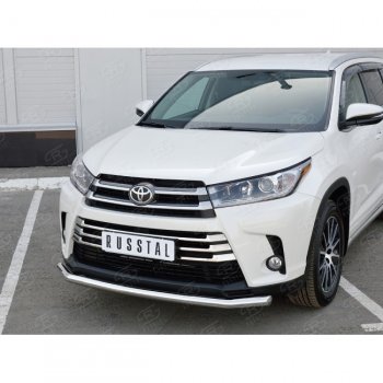 Одинарная защита переднего бампера диаметром 63 мм SLITKOFF Toyota Highlander  XU50 (2013-2017) дорестайлинг