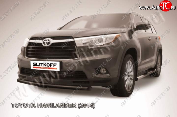 8 999 р. защита переднего бампера Slitkoff Toyota Highlander XU50 дорестайлинг (2013-2017) (Цвет: серебристый)  с доставкой в г. Керчь