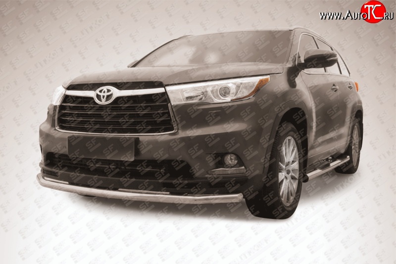 15 949 р. Защита переднего бампера из длинной трубы диаметром 57 мм Slitkoff Toyota Highlander XU50 дорестайлинг (2013-2017) (Цвет: нержавеющая полированная сталь)  с доставкой в г. Керчь