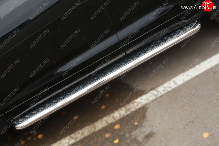 27 999 р. Порожки для ног (Ø63) SLITKOFF  Toyota Highlander  XU50 (2013-2017) дорестайлинг (лист - алюминий, профиль - сталь)  с доставкой в г. Керчь