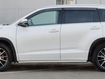 23 799 р. Широкая защита порогов с трубой диаметром 42 мм SLITKOFF v2 Toyota Highlander XU50 дорестайлинг (2013-2017)  с доставкой в г. Керчь. Увеличить фотографию 2