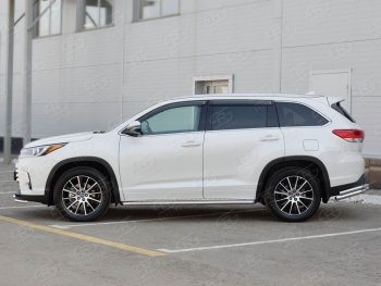 23 799 р. Широкая защита порогов с трубой диаметром 42 мм SLITKOFF v2 Toyota Highlander XU50 дорестайлинг (2013-2017)  с доставкой в г. Керчь. Увеличить фотографию 3
