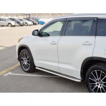 38 699 р. Широкая защита порогов с трубой диаметром 42 мм SLITKOFF v3  Toyota Highlander  XU50 (2013-2017) дорестайлинг  с доставкой в г. Керчь. Увеличить фотографию 3