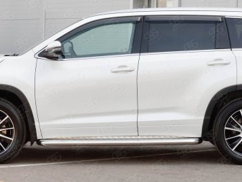 32 849 р. Порожки для ног (Ø63) SLITKOFF  Toyota Highlander  XU50 (2013-2017) дорестайлинг (лист - алюминий, профиль - нержавейка)  с доставкой в г. Керчь. Увеличить фотографию 3