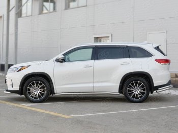 23 399 р. Защита порогов SLITKOFF из круглой трубы диаметром 63 мм SLITKOFF v3  Toyota Highlander  XU50 (2013-2017) дорестайлинг  с доставкой в г. Керчь. Увеличить фотографию 2