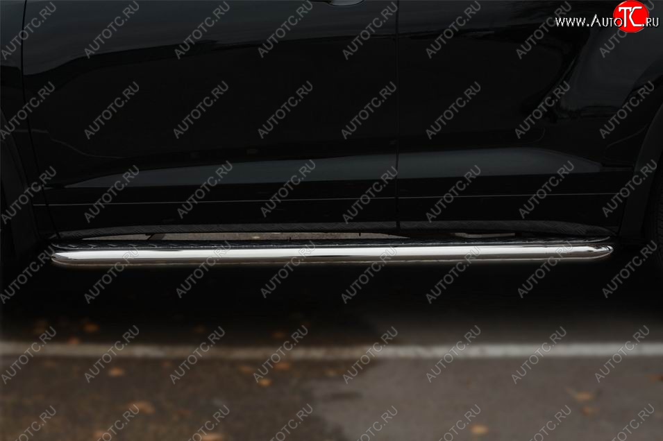 43 999 р. Порожки для ног (Ø63) SLITKOFF  Toyota Highlander  XU50 (2013-2017) дорестайлинг (лист - нержавейка, профиль - нержавейка)  с доставкой в г. Керчь