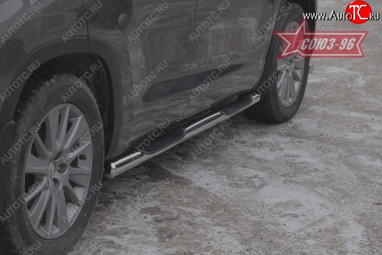 17 819 р. Защита порогов с проступью Souz-96 (d76) Toyota Highlander XU50 дорестайлинг (2013-2017)  с доставкой в г. Керчь