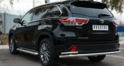 Защита заднего бампера (Ø63 и 42 мм, с углами, нержавейка) SLITKOFF Toyota Highlander  XU50 (2013-2017) дорестайлинг