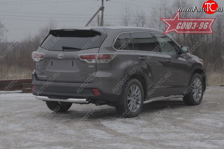1 169 р. Защита заднего бампера с проступью Souz-96 (d76) Toyota Highlander XU50 дорестайлинг (2013-2017)  с доставкой в г. Керчь